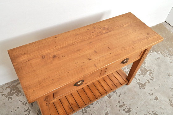 Image 1 of Table d'appoint vintage en pin, fabriquée à la main, années 1930