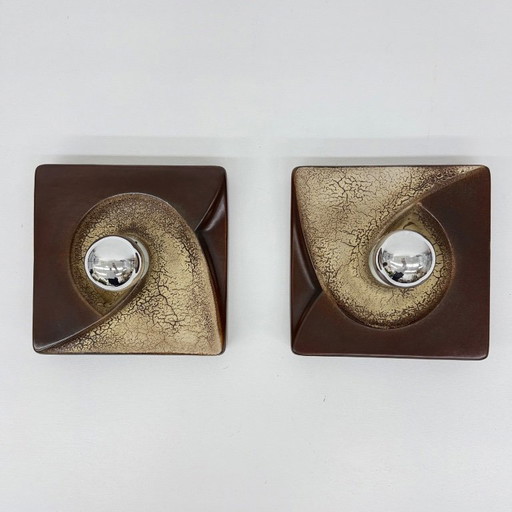 Pair of ceramic wall lamps sconce by PAN ceramic , 1970s