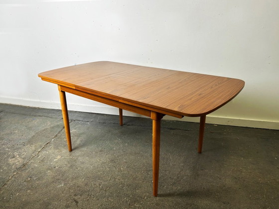 Image 1 of Tavolo da pranzo allungabile Schreiber in stile Mid-Century degli anni '60-'70 con 4 sedie abbinate.