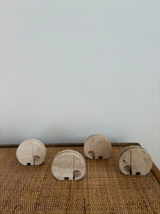 Image 1 of Set of 4 Travertine Elephants, Fratelli Mannelli, Italy, 1970s