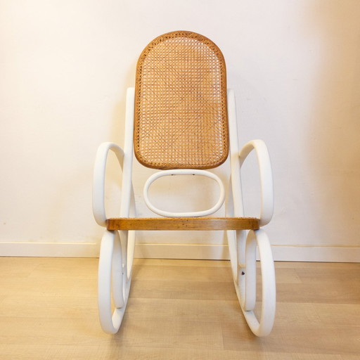 Art Nouveau Wicker Rocking Chair, Spain, Late 19th Century