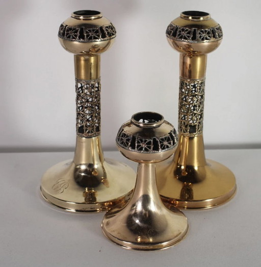 Bronze Lace Candleholders 70s