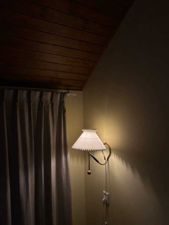 Image 1 of Le Klint 306 table lamp wall lamp brass pleated Danish 1950s