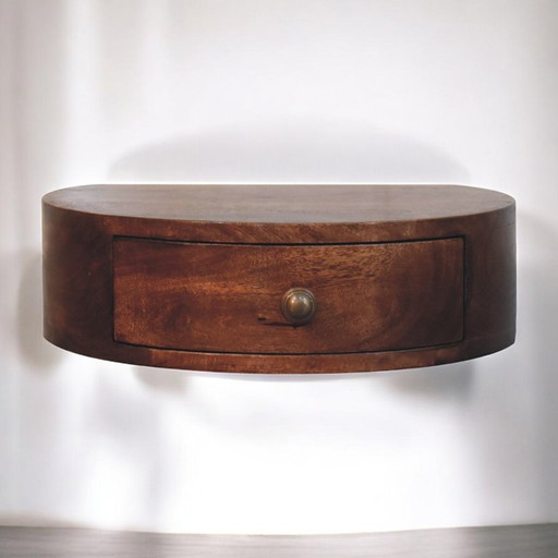 Floating design nightstand in solid mango wood – Honey Caramel