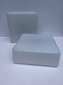 2x vintage RZB witte matte melkglazen vierkante plafonniere