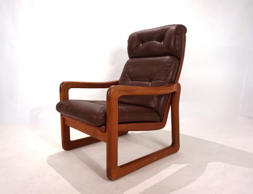EMC teakhouten leren fauteuil, 1960