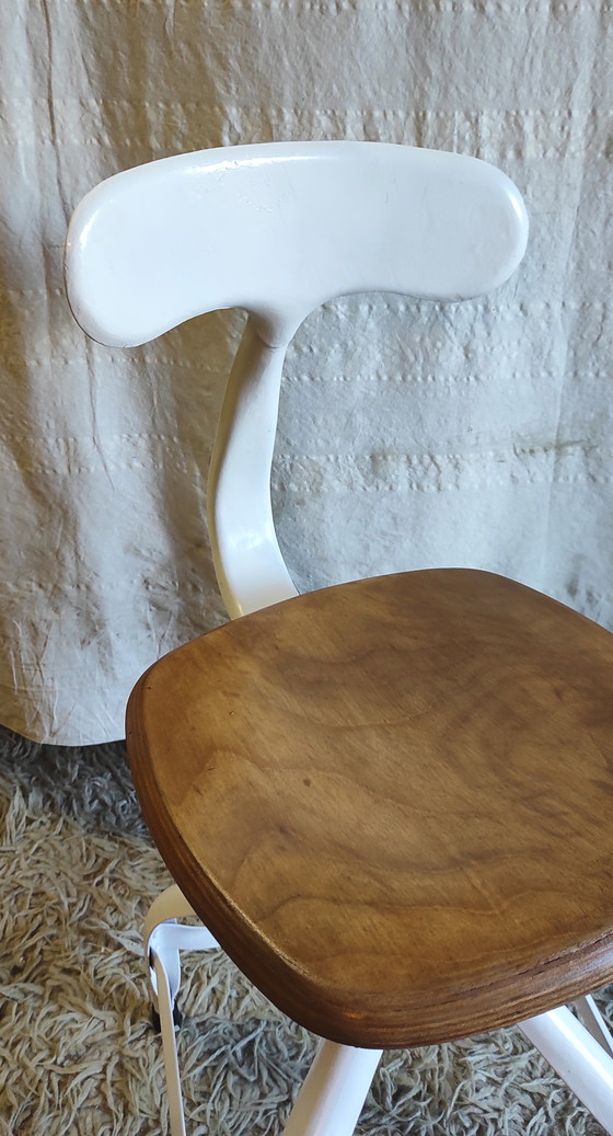 Image 1 of Sedia da officina di Nicolle in metallo e legno - anni '60