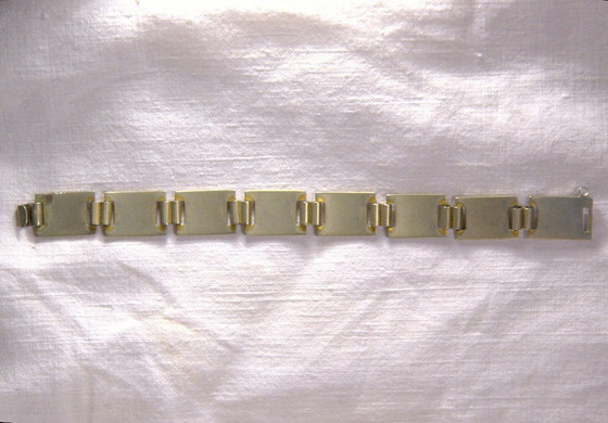 Modieuze armband van verguld metaal en veelkleurig emaille, Egyptisch thema, Art Deco/vintage/etnische stijl, (photo 3 of 5)