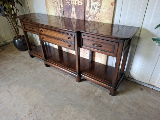 Mesa auxiliar clásica inglesa, mesa de pared, consola, dimensiones: 180x45 y 77cm de alto.