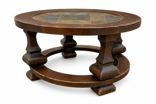 Ronde salontafel van steen en hout. – Wood, Stone (photo 2 of 5)