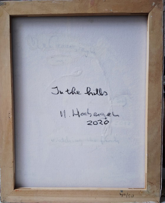 Image 1 of In the hills, mixed media with acrylic, ink and sand