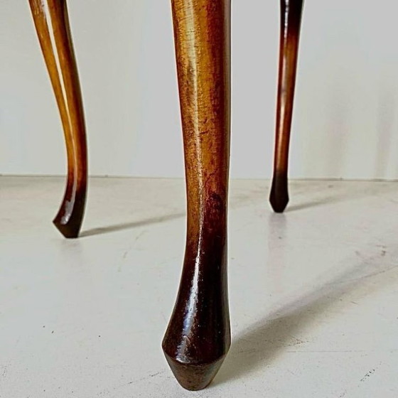 Image 1 of 1x Französischer Art-Deco-Couchtisch aus den 1930er Jahren, Buchenholz & Glas, geschwungenes Design