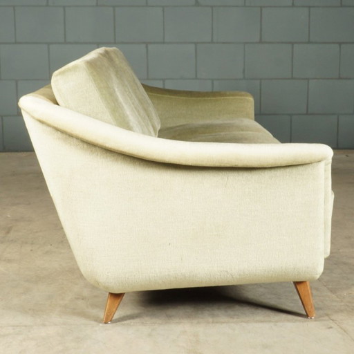 Canapé trois places vintage – Velours vert menthe pastel – Années 1960 – 3 5 zitsbanken, Textile (photo 2 of 13)