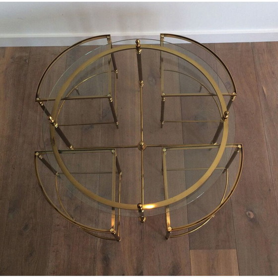 Image 1 of Round vintage Neoclassical Brass Coffee Table, 1970