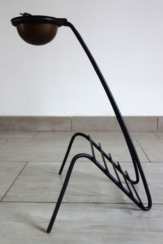 Image 1 of Rare cendrier porte revues en métal et cuivre années 50 France