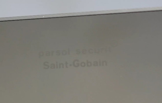 Image 1 of Pare-feu Saint-Gobain, Acier Chromé et Verre Fumé, France