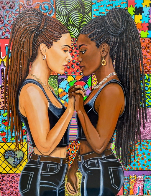 Uniek groot schilderij " In Verbinding"