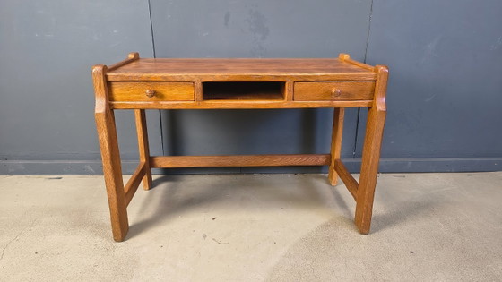 Image 1 of Vintage oak vanity table or desk by Depuydt Belgium, 1960s