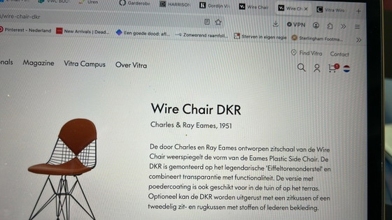 4x Vitra Wire Chair DKR-2 – Dining chairs, Metal, Textile (photo 6 of 9)