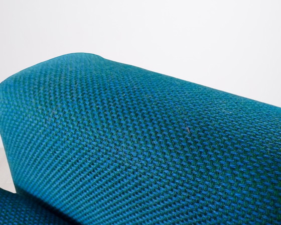 Zeldzame Deense 4-Zits Bank + Fauteuil | Petrol Wol | Jaren '60 – 3-5 zitsbanken, Wool, Wood (photo 7 of 9)