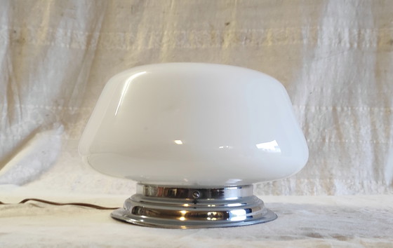 Image 1 of Art Deco plafondlamp met opalen bol - midden 20e eeuw