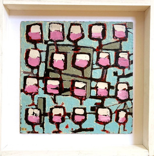 Germain Henneka – Roségläser mit blau-grauem Hintergrund