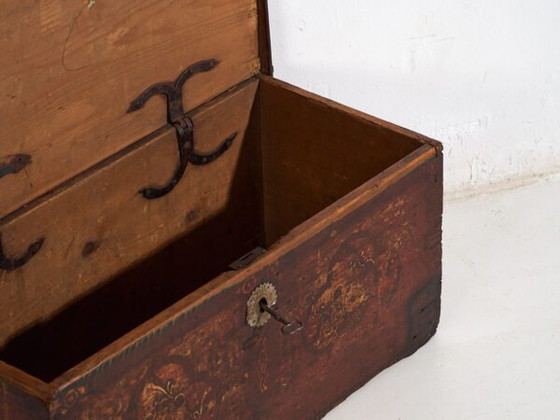Baule antico dipinto con motivi floreali e serratura in ferro (c.1820) #47 – Cassettiere, Iron (photo 27 of 40)