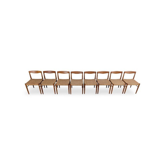 Set of 8 Original HW Klein Vintage Bramin Design Chairs mcm 1960, Side chairs, Wood, Beige (photo 2 of 9)