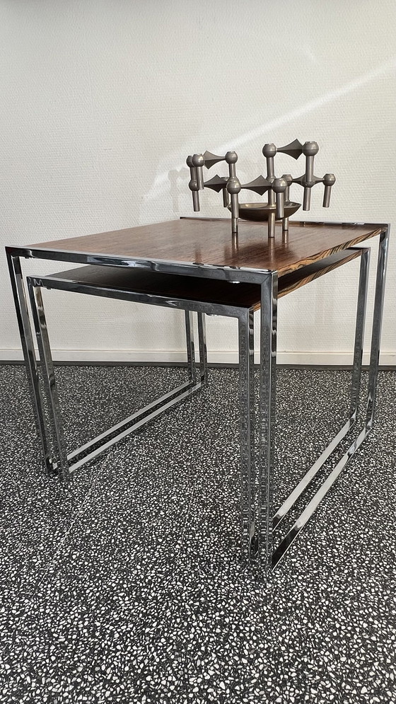 Mid Century Desig Tavolini Palissandro – Wood, Chrome (photo 4 of 8)