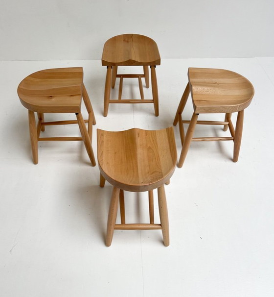 Image 1 of Set of 4 solid wood design stools, after 2000