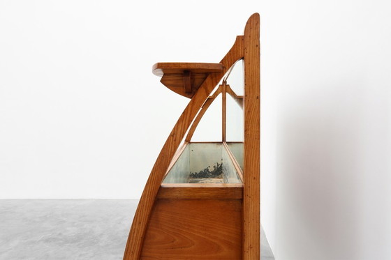 Image 1 of Art Deco buffet, planter or liquor cabinet in wood with mirror, France 1920s