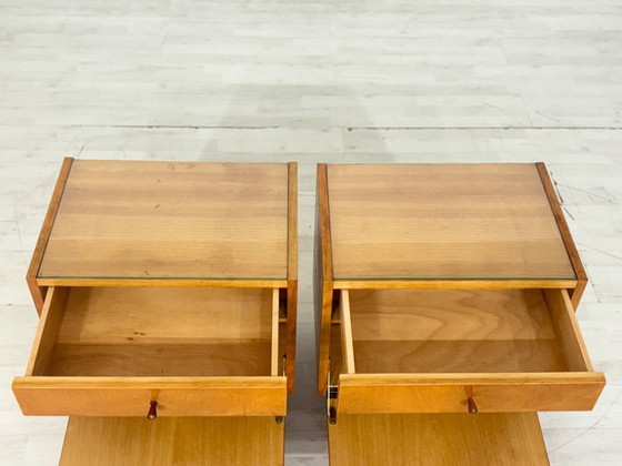 Image 1 of 2x Zeer mooie vintage nachtkastjes, bijzettafels, nachtkastjes Hellerau