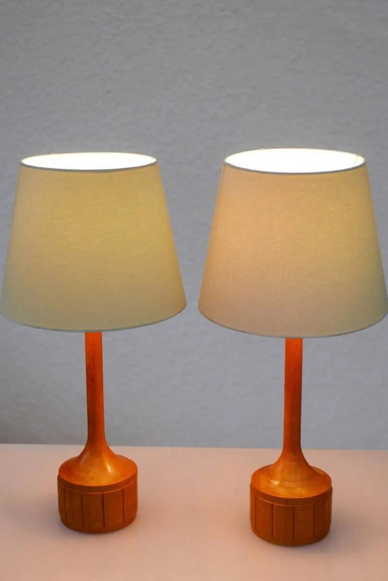 Image 1 of Scandinavian oak table lamps from Elpe, set of 2