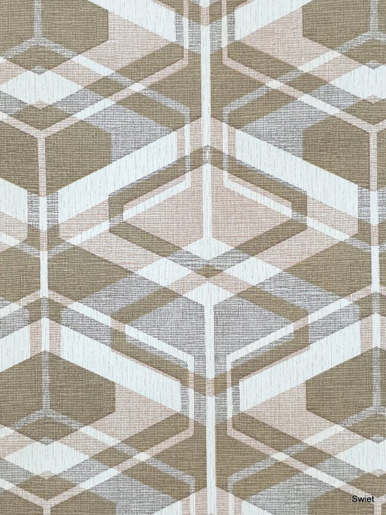 14294 Geometric Vintage Wallpaper Brown Pink Grey – Wall decoration (photo 3 of 7)