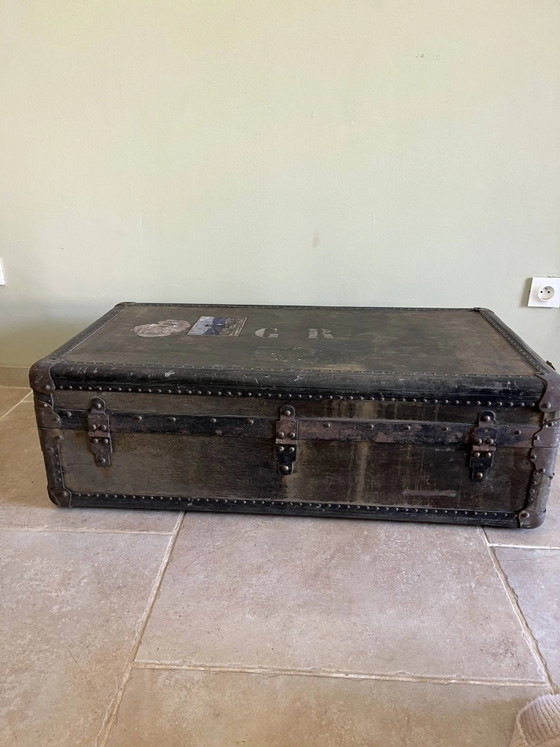 Grande baule da viaggio dei primi del '900. – Armadi contenitori, Leather, Metal, Industrieel (photo 3 of 19)