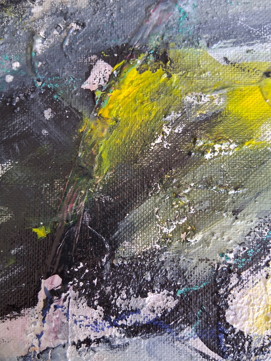 Image 1 of In the hills, mixed media with acrylic, ink and sand