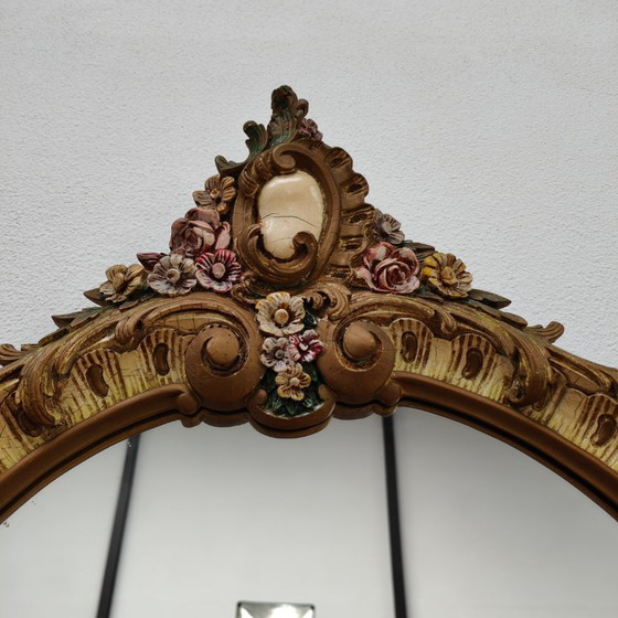 Image 1 of Miroir rond vintage baroque, brocante, rococo, miroir de cheminée