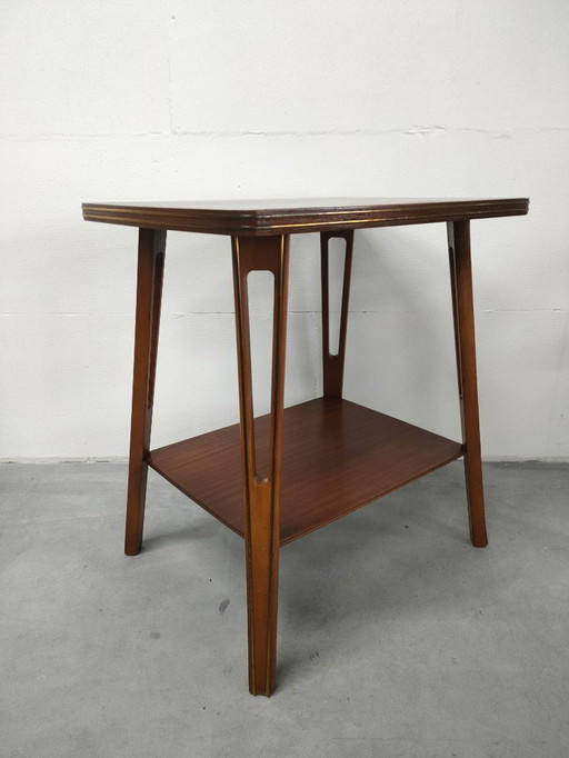 Table d'appoint/table à plantes unique du milieu du siècle avec incrustations de laiton (années 1960).