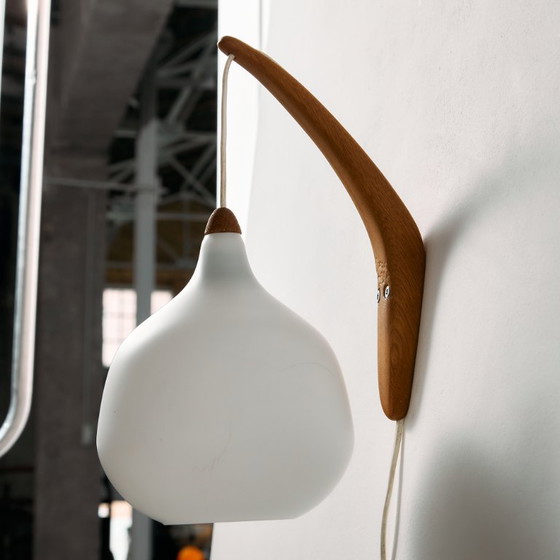 Image 1 of Lámpara de pared MK10987 de teca y vidrio de Uno & Östen Kristiansson para Luxus