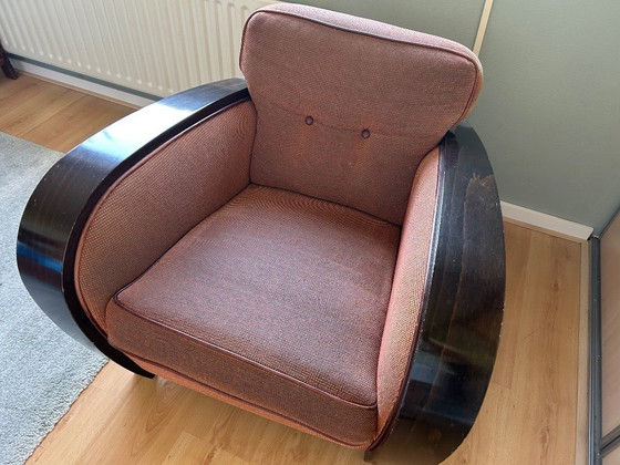 Zarah-Club-Sessel. | Sitzbank mit Hocker/Fußhocker – Bench, Textile, Wood (photo 6 of 6)