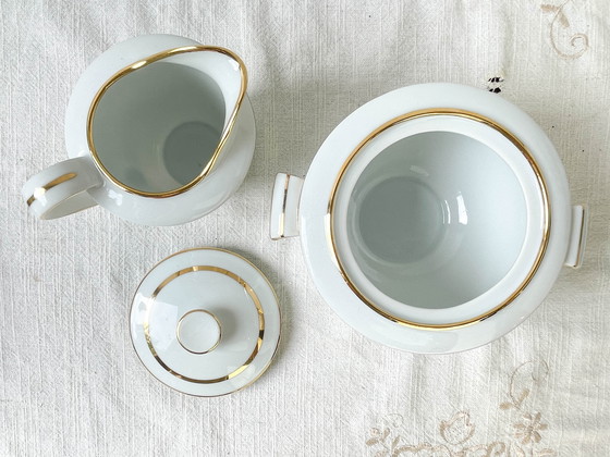 Image 1 of Set da tè/caffè in porcellana vintage Bernardaud &amp; Cie Limoges Francia oro bianco