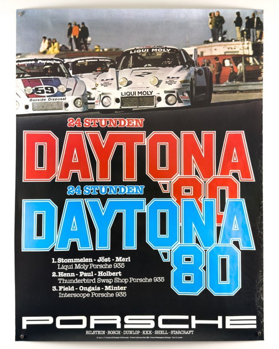 Image 1 of Porsche 24 Stunden Daytona '80 – Original Poster der Werbeagentur Strenger – 1980 – 102 × 76 cm | Deutschland