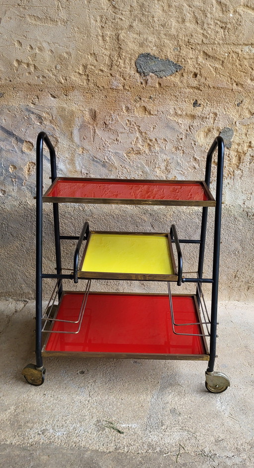 Vintage 1960's Red & Yellow Bar Sideboard
