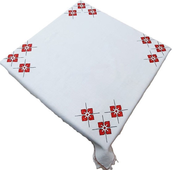 Image 1 of Nappe carrée vintage brodée à la main 72 x 72 cm