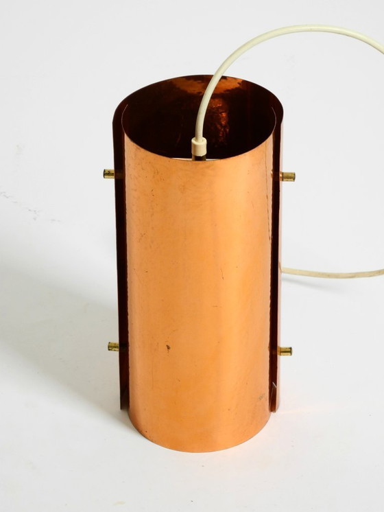 Image 1 of Two rare mid-century tube pendant lamps consisting of two screwed-together copper bowls