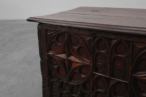 16th Century Gothic Carved Oak Chest, France
