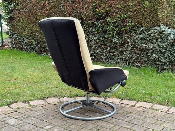 Image 1 of Vintage Ikea Malung armchair & footstool, 1999, cream white, 90s design