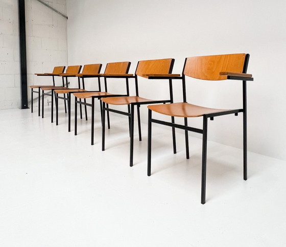 Image 1 of Set aus 6 stapelbaren Stühlen von Gijs van der Sluis, 1970er Jahre