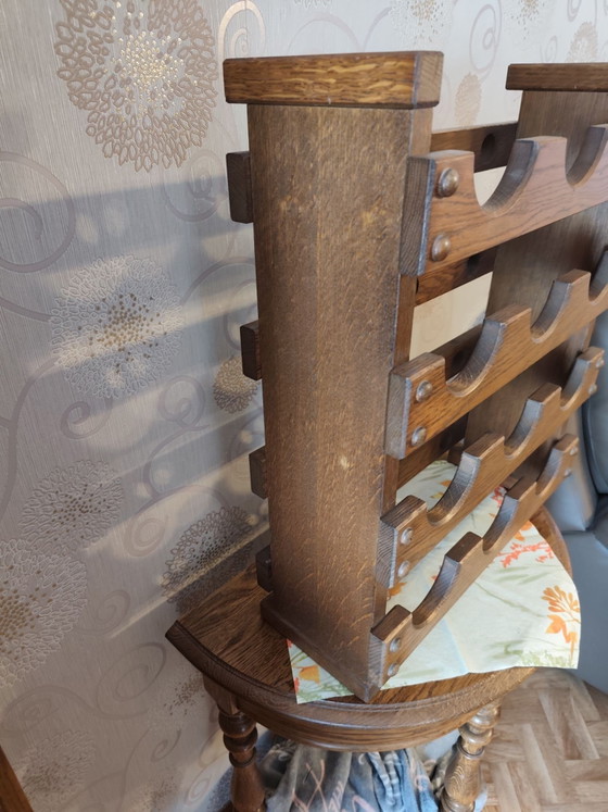Vintage Brutalist Wine Rack – Metal, Wood (photo 4 of 11)