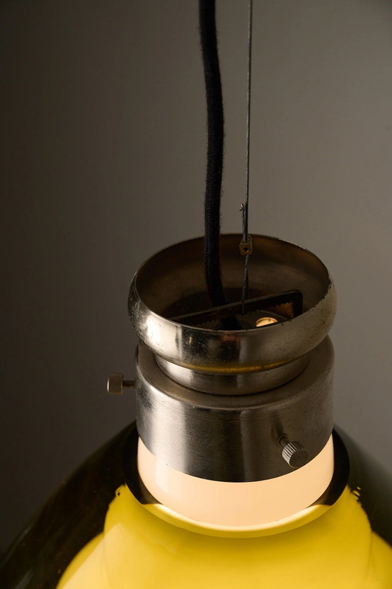 Space Age Blown Glass Pendant Lamp by Vistosi, Italy, 1970s, Ceiling lights, Aluminium (photo 9 of 12)